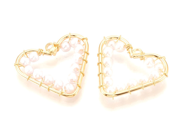 Heart with Pearls, 18k Plating