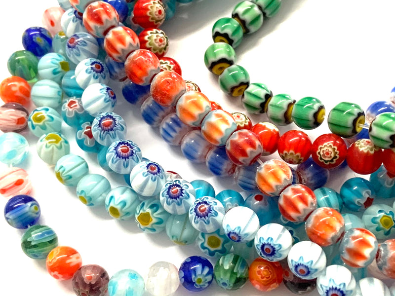 Bead, 8mm, Millefiori, Cristal