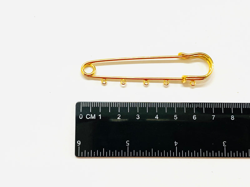 Safety pin with Rings, 18k plating