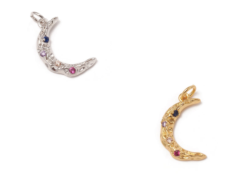 Moon, Rhinestone, Plating, Charm