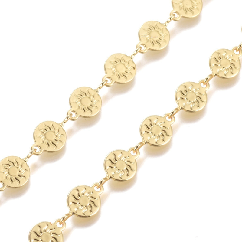 Sun, Chain, 18k Plating