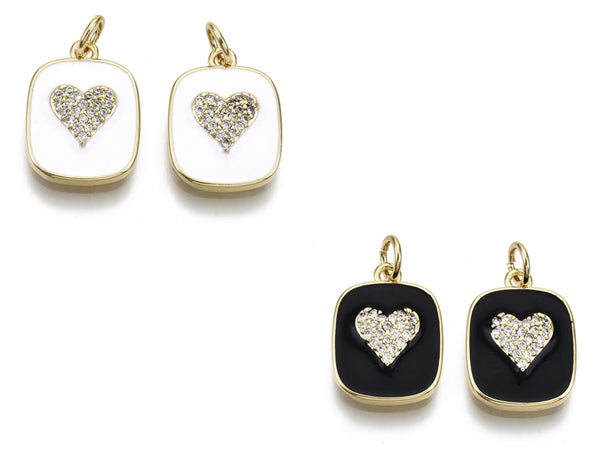 Heart, Charm, Enamel, Plating