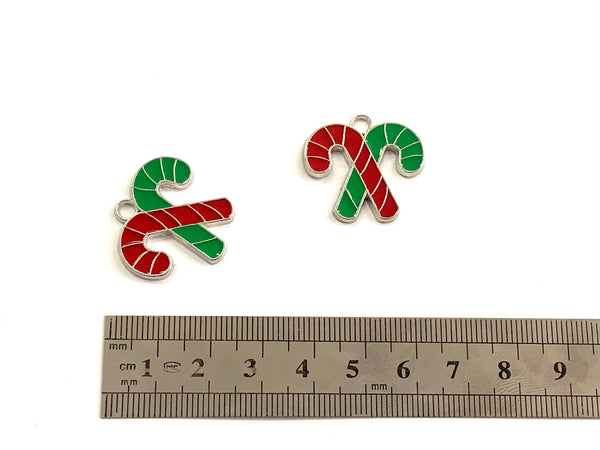 Christmas Cane, Charm, Enamel