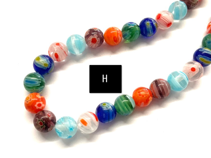 Bead, 8mm, Millefiori, Cristal