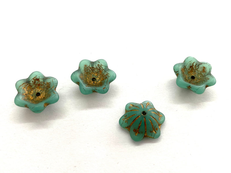 Bead Caps, Flor, Cristal Checo, 14mm