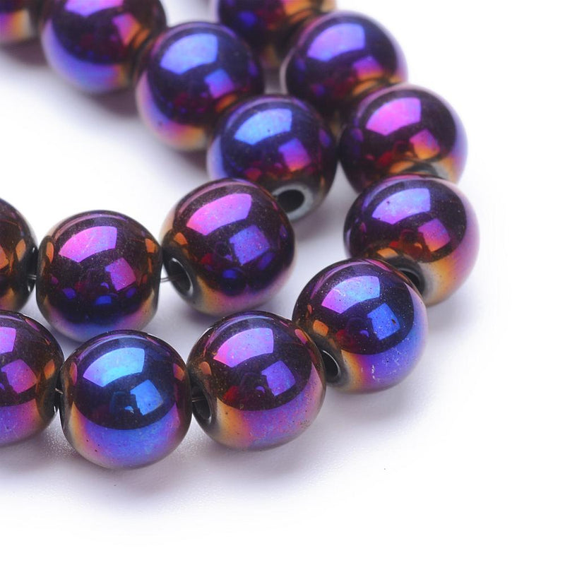 Hematite, 4-6-8mm, oro, azul, tornasol, violeta