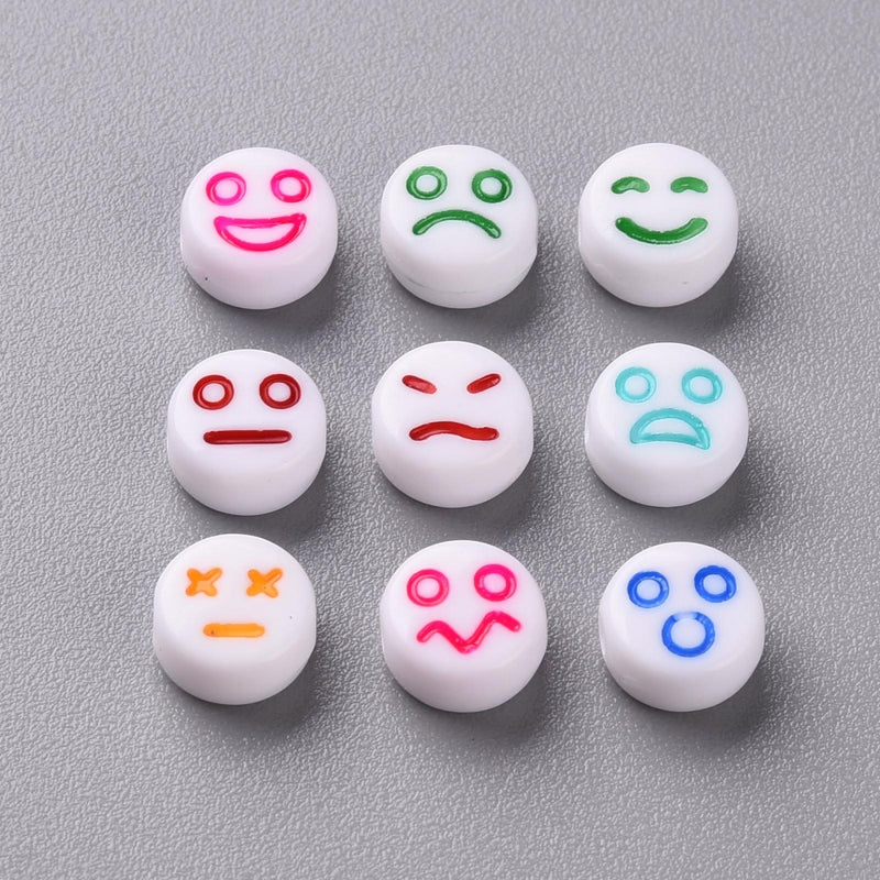 Happy FaceSmile, Emoji, Beads, Acrílico