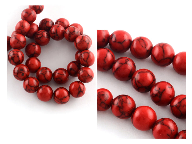 60pcs 6mm Natural Stone Beads Red Turquoise Beads Energy Crystal Healing  Power Gemstone for Jewelry Making, DIY Bracelet Necklace