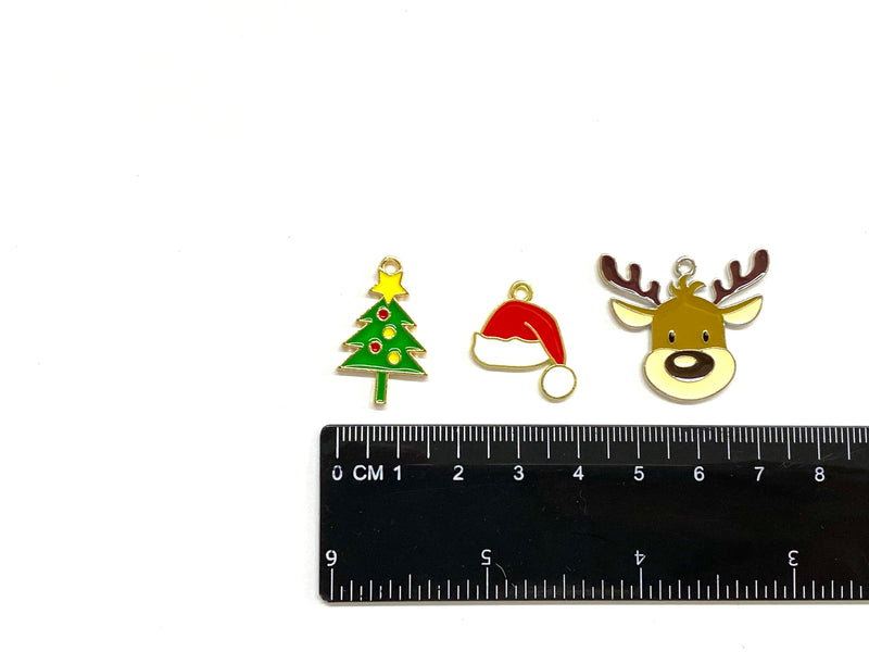 Reno, Deer, Árbol de Navidad, Santa Claus, Gorro, Charms