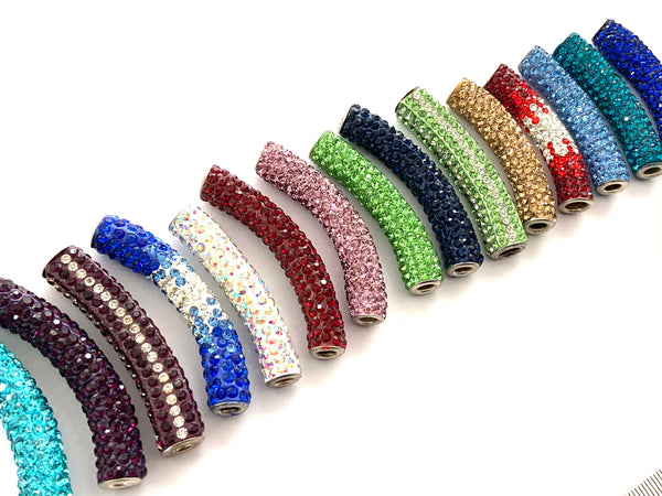 Tube Beads with Rhinestone