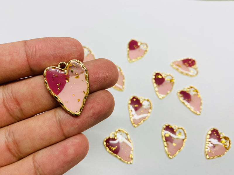 Heart, Resin, Pink, Charm