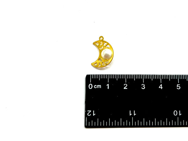 Luna, Perla, Enchapado 18k, Charm