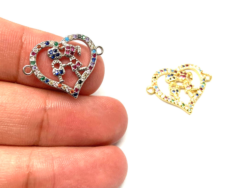 Heart, Couple, Connector, Rhinestone