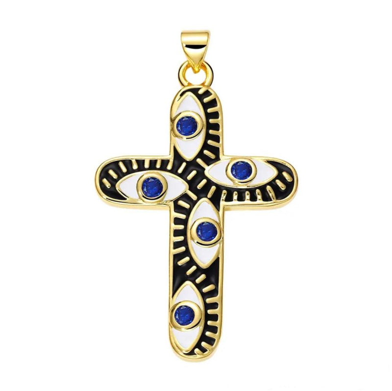 Cruz, Ojo, Enchapado 18k, Charm, Pendant