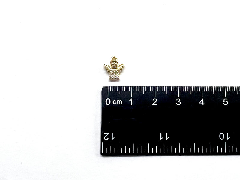 Angel, Alas, Charm, Rhinestone, Enchapado 14k