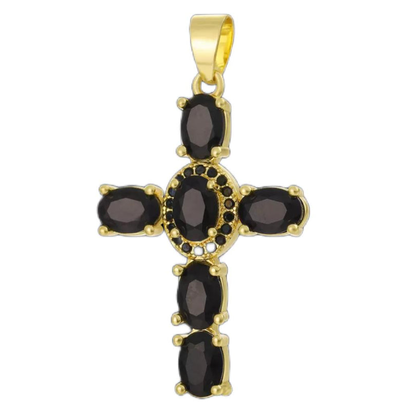 Cruz, Enchapado 18k, Rhinestone, Pendant