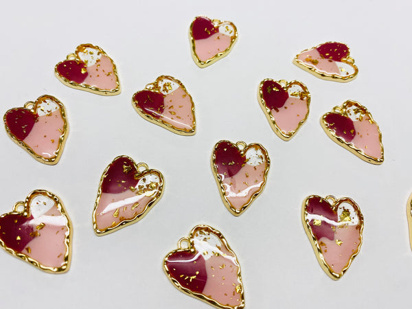 Heart, Resin, Pink, Charm