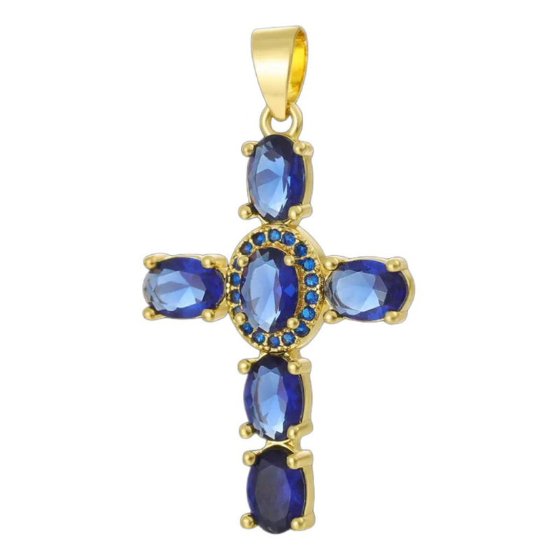 Cruz, Enchapado 18k, Rhinestone, Pendant