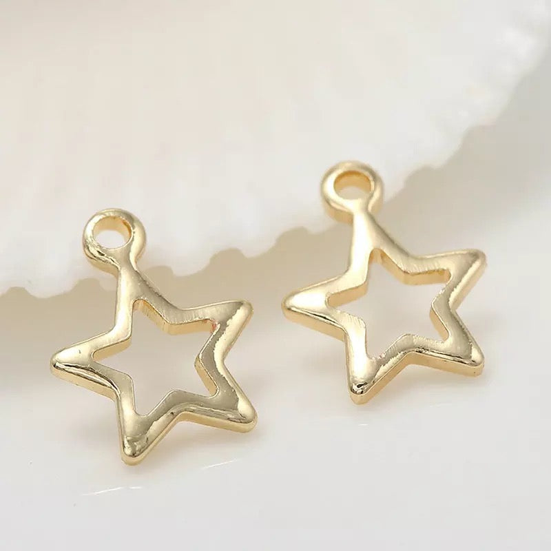 Estrella, Luna, Corazón, Enchapado 14k, Charm