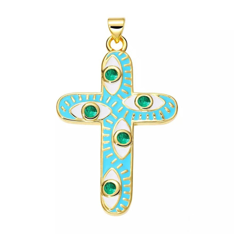 Cruz, Ojo, Enchapado 18k, Charm, Pendant