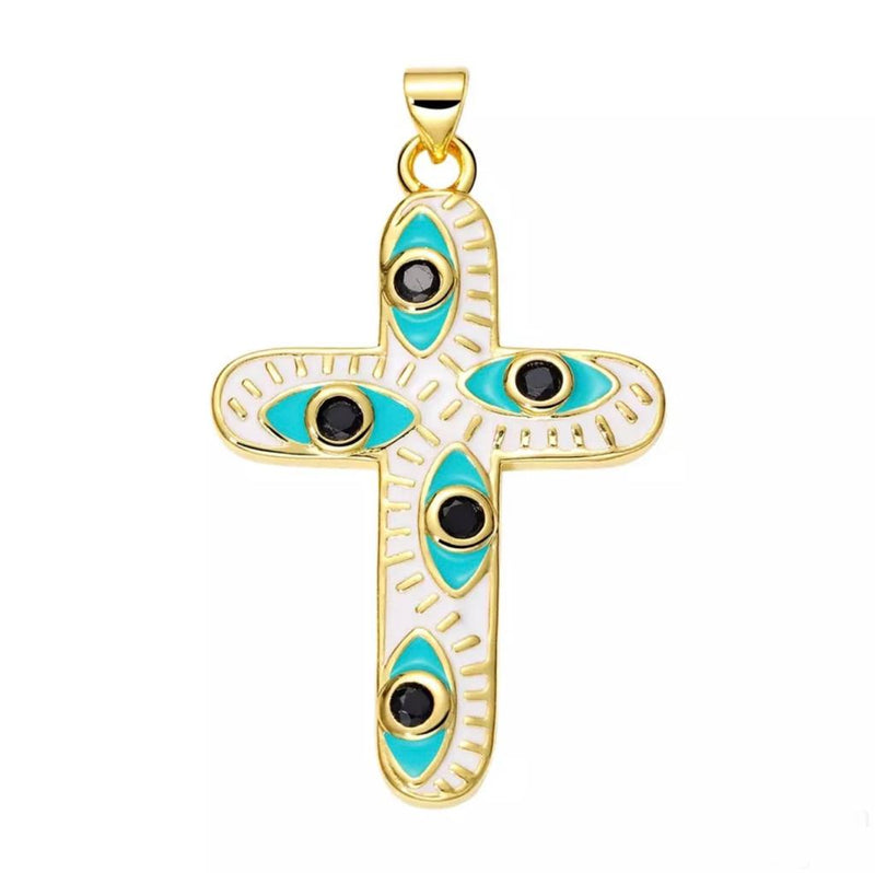 Cruz, Ojo, Enchapado 18k, Charm, Pendant