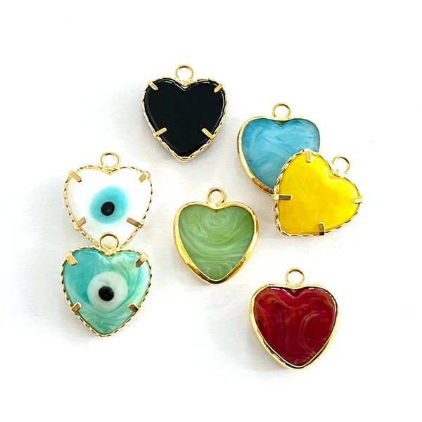 Corazón, Ojo, Enchapado 18k, Cristal Murano, Charm