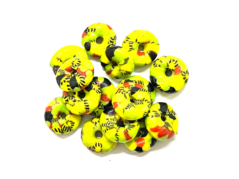 Beads Africanos, Flat, Cristal, 14mm