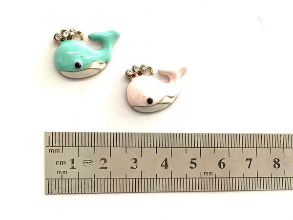 Ballena, Charm, Enamel, Rhinestone