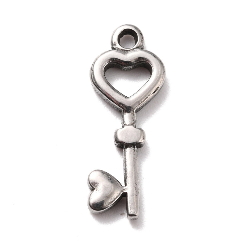 Llave, Corazón, Stainless Steel, Charm