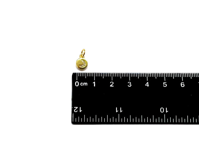 Moon, Rhinestone, 18k plating, Charm