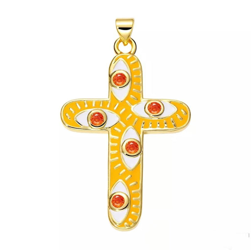 Cruz, Ojo, Enchapado 18k, Charm, Pendant