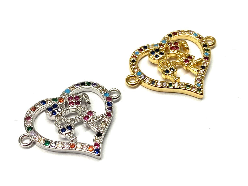 Heart, Couple, Connector, Rhinestone