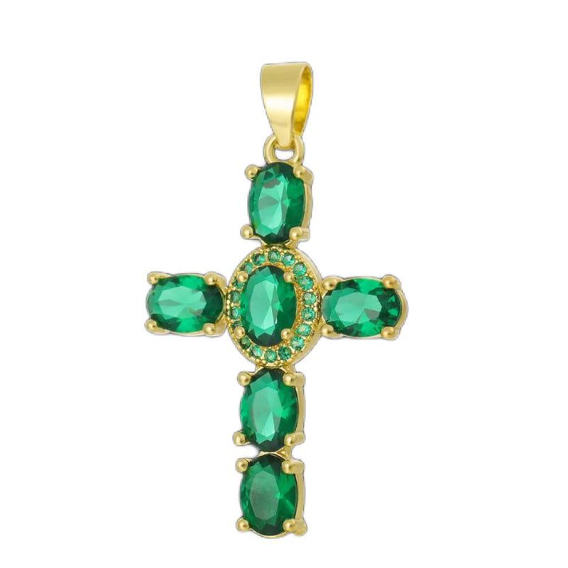 Cruz, Enchapado 18k, Rhinestone, Pendant