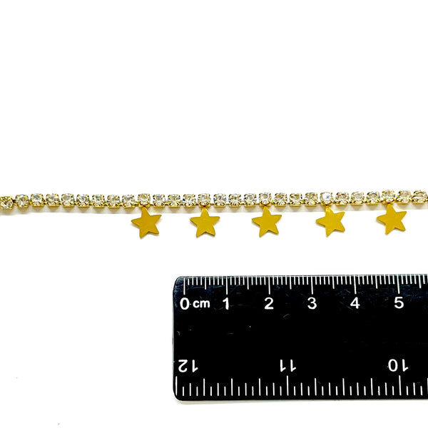 Pulsera Montada con Rhinestone, Estrellas, Stainless Steel