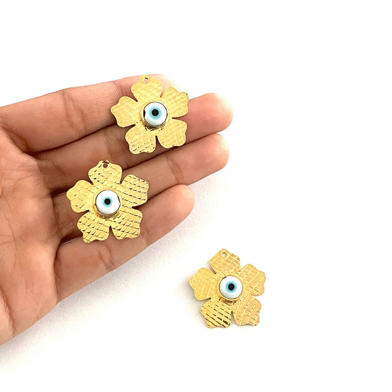 Flor, Ojo, Enchapado 18k, Charm