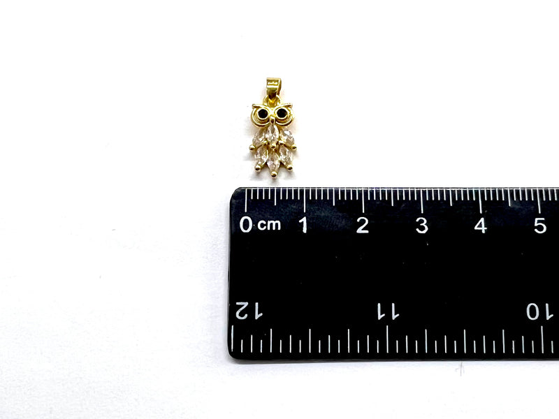 Búho, Enchapado 18k, Rhinestone, Charm