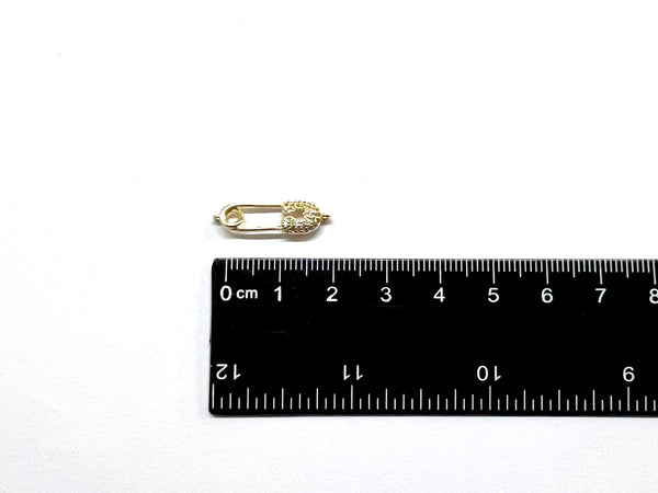 Safety Pin, Connector, Rhinestone, 14k Plating