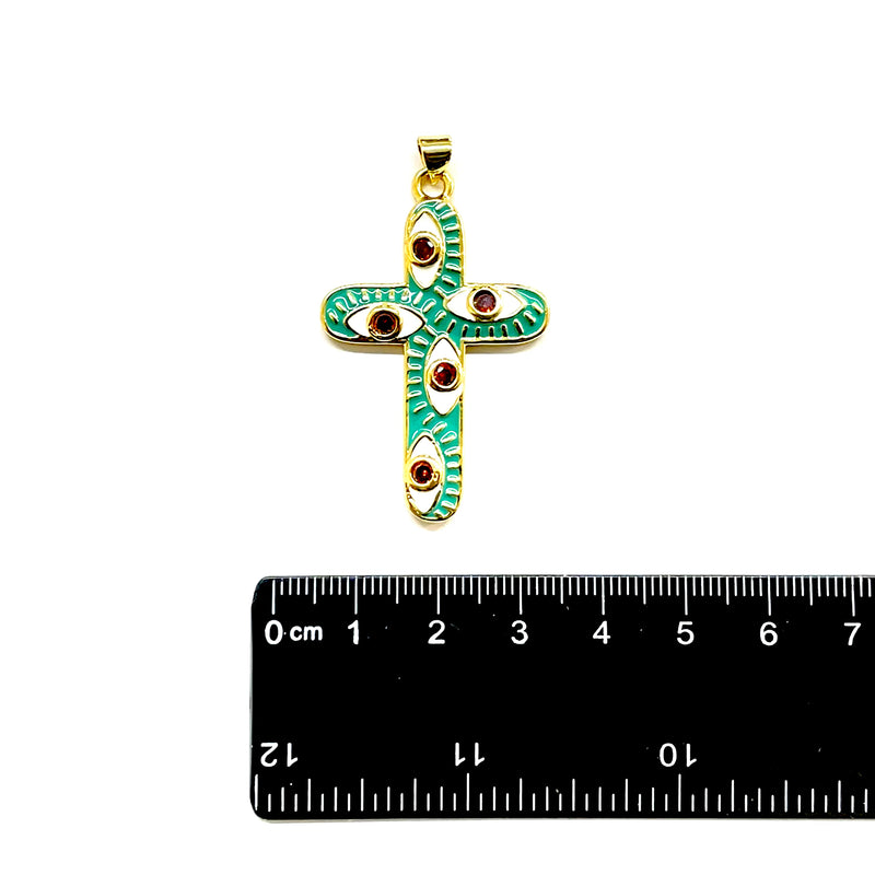 Cruz, Ojo, Enchapado 18k, Charm, Pendant