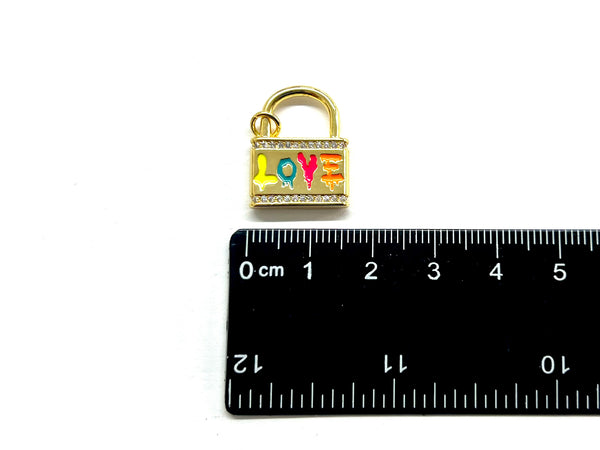 Candado, Love, Enchapado 18k, Charm