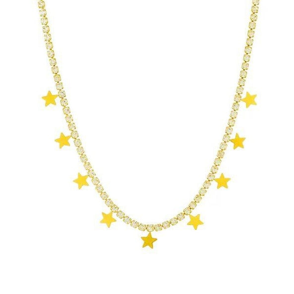 Cadena Montada con Rhinestone, Estrellas, Stainless Steel