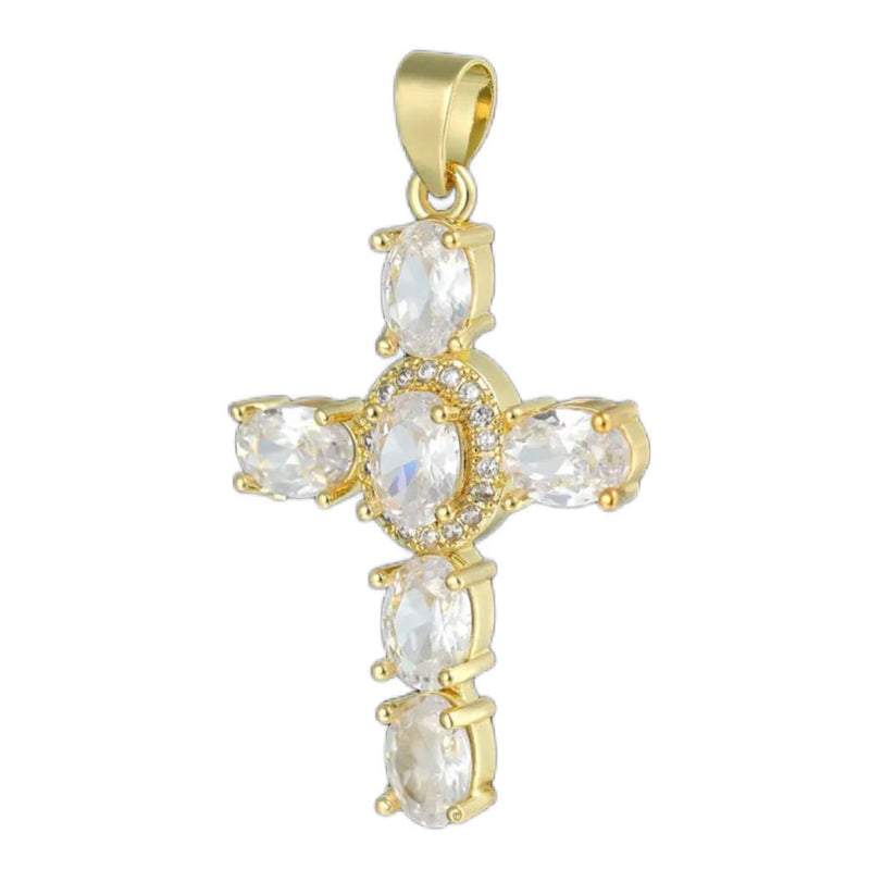 Cruz, Enchapado 18k, Rhinestone, Pendant