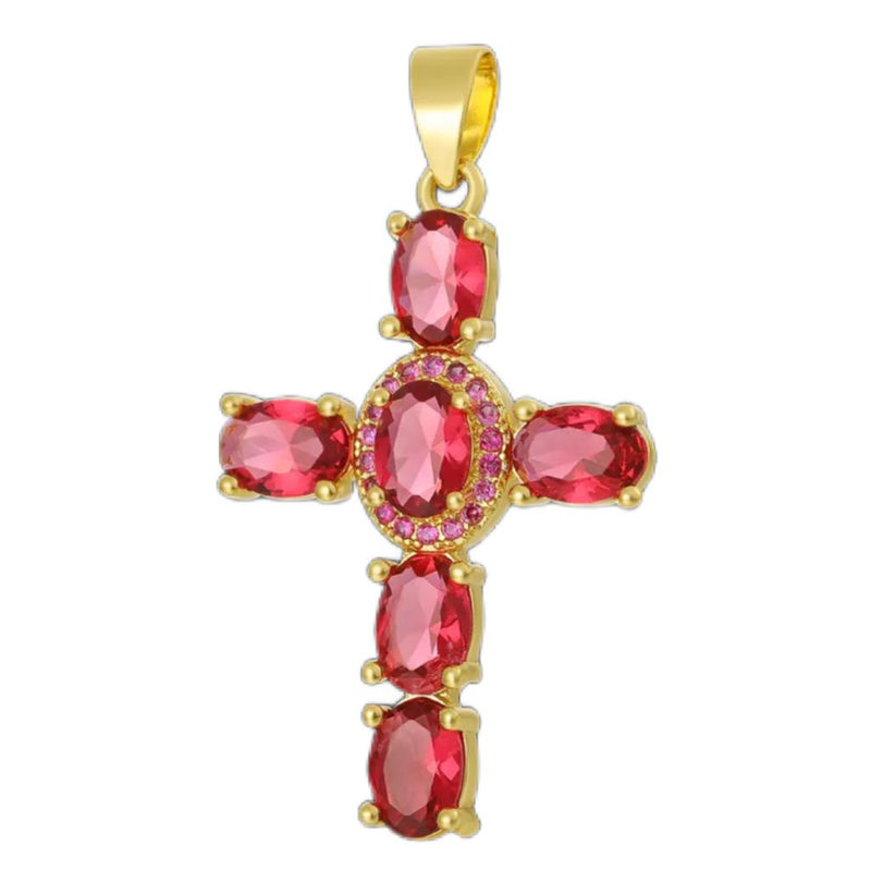 Cruz, Enchapado 18k, Rhinestone, Pendant