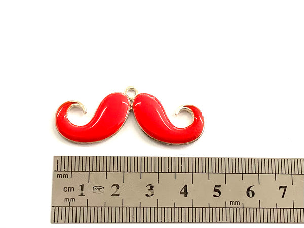 Mustache, Rose, Charm, Enamel