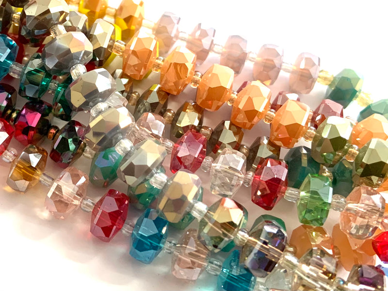 Crystal, Faceted, Multicolour, 10x5mm