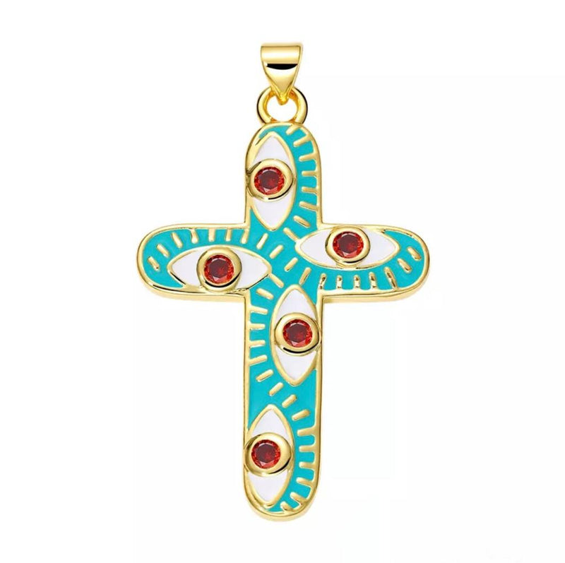 Cruz, Ojo, Enchapado 18k, Charm, Pendant