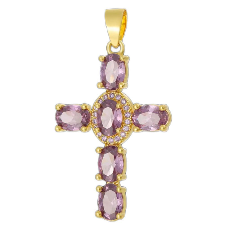 Cruz, Enchapado 18k, Rhinestone, Pendant