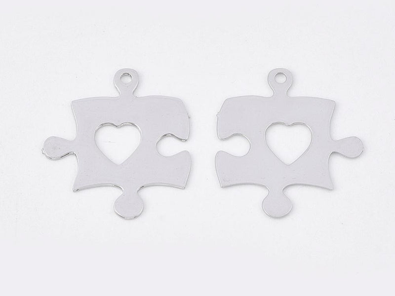 Puzzle, Heart, Charm, Plating*