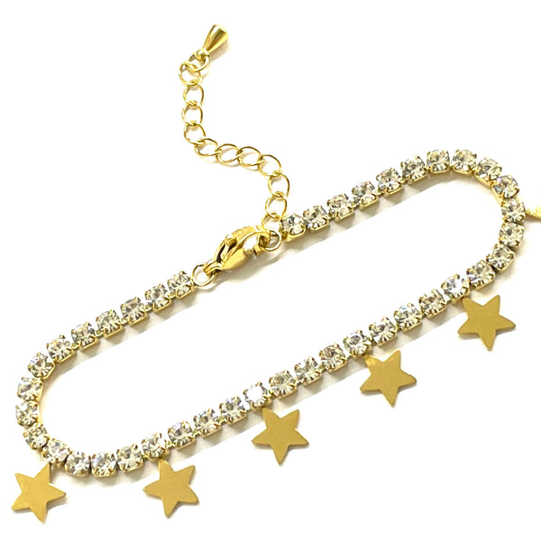 Pulsera Montada con Rhinestone, Estrellas, Stainless Steel